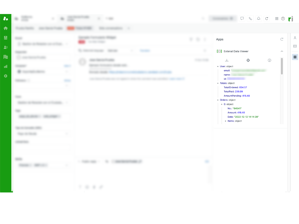 External Data Viewer App in the right sidebar of Zendesk<sup>®</sup>