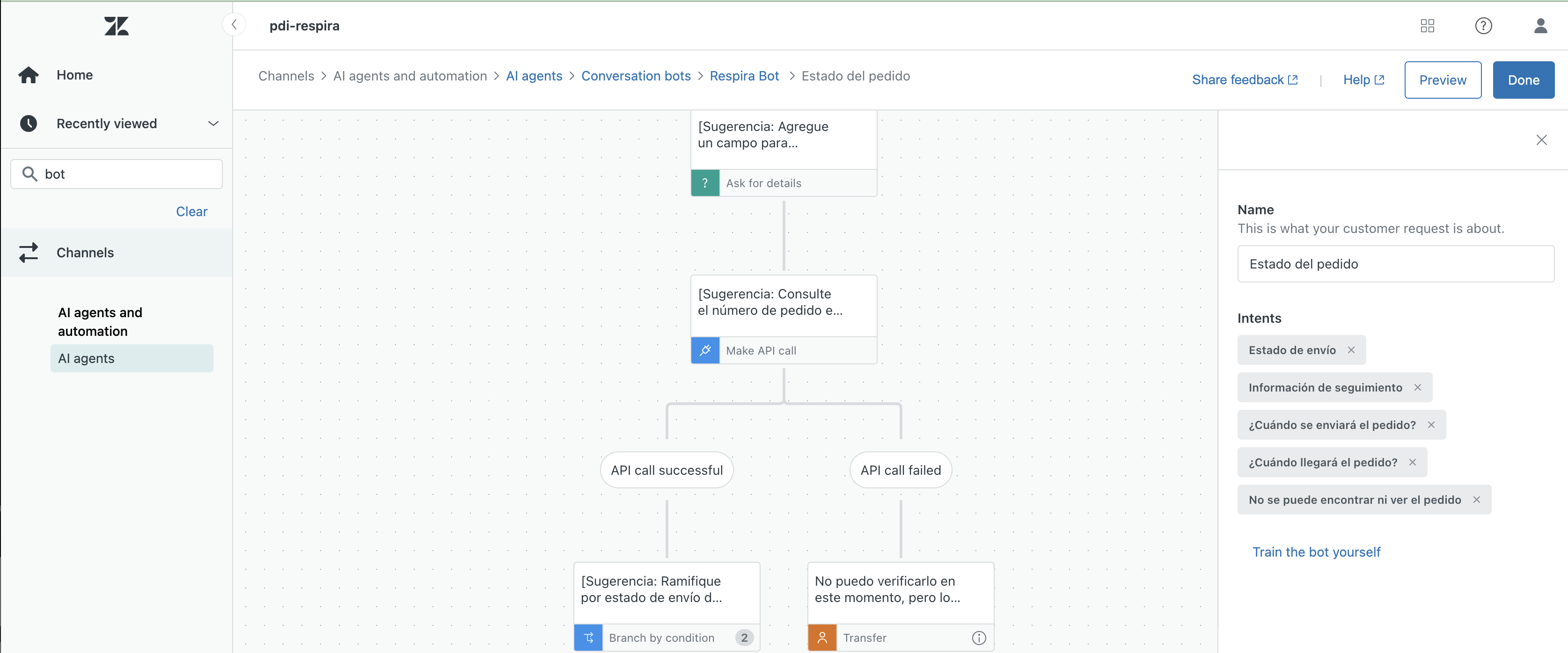 Flujo de trabajo en el Centro de Administración de Zendesk