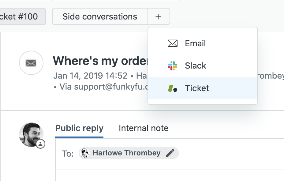 Improve the collaboration and ticket resolution times through side conversations with third-parties in Zendesk<sup>®</sup> Support